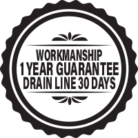 Workmanship 1 year Guarantee Drain Line 30 Days badge